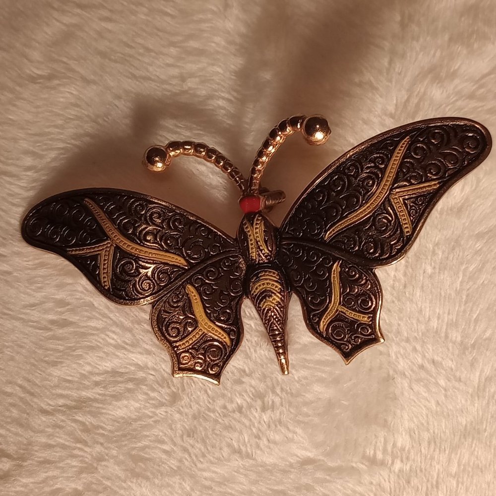Vintage butterfly brooch pin signed "Spain